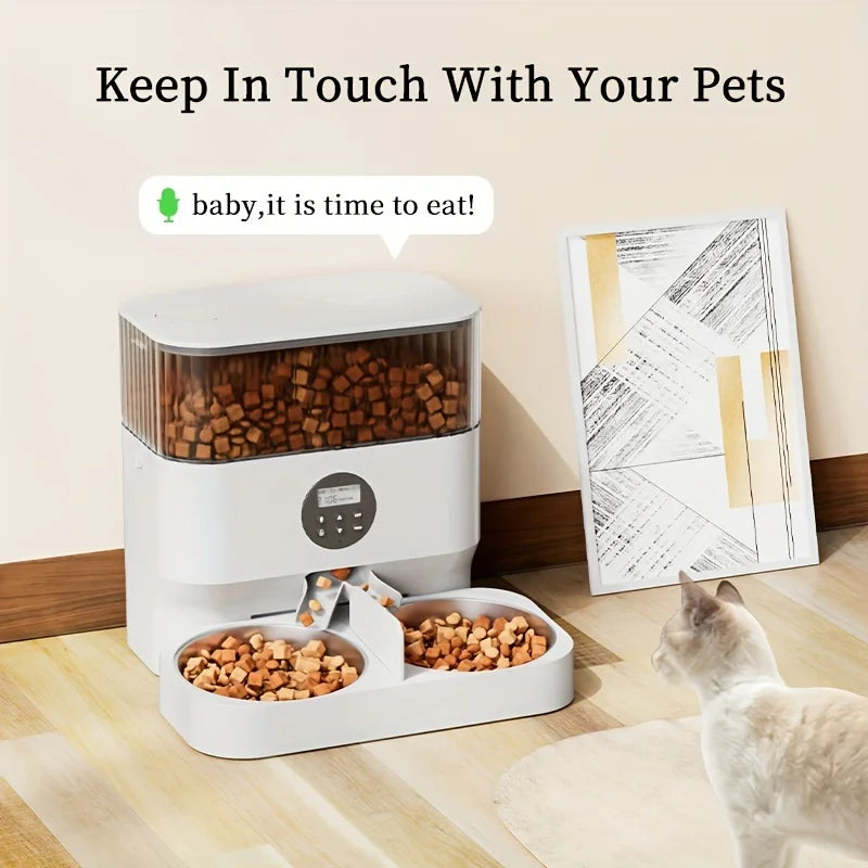 5l Automatic Pet Feeder Cat Double Bowl Smart Feeder