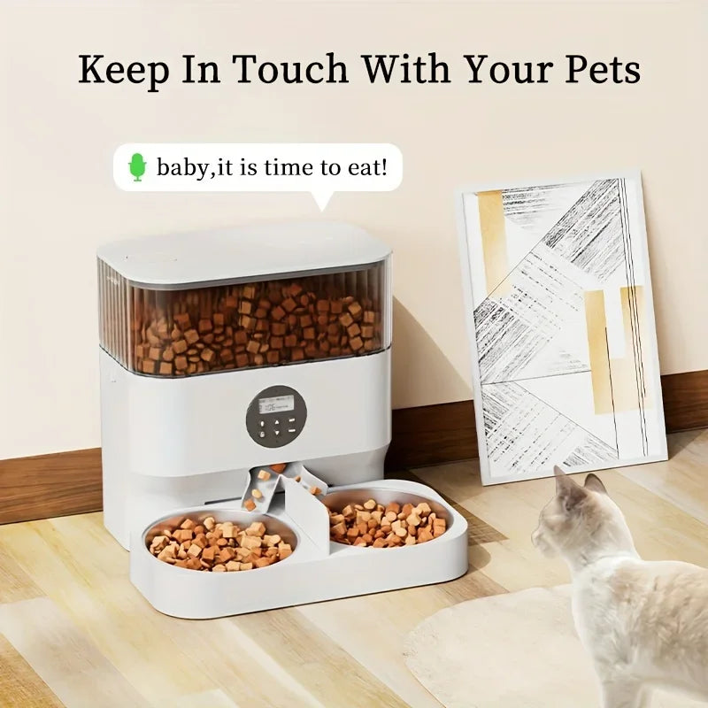 5l Automatic Pet Feeder Cat Double Bowl Smart Feeder