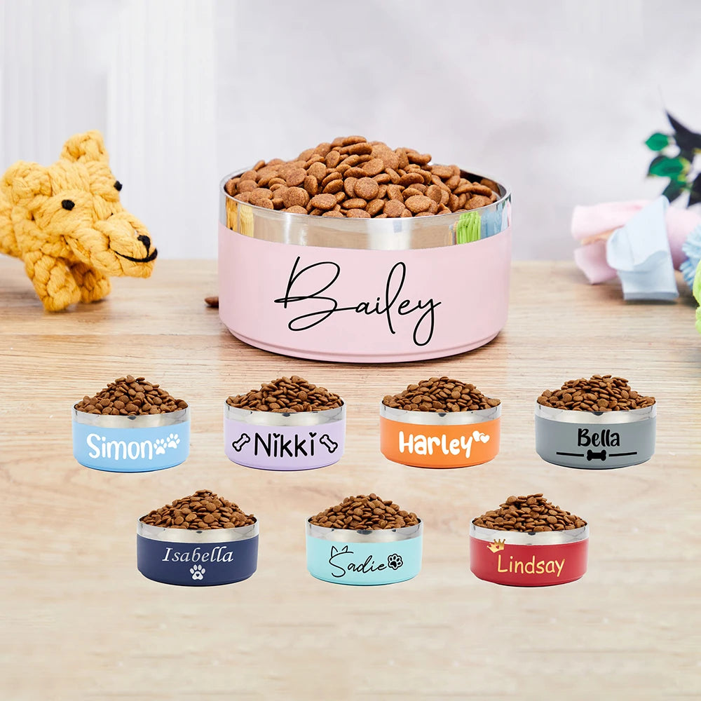 Personalized Dog Food Water Bowls Custom Cat Bowl With Name Stainless Steel Colored Pet Accessory Pet Gift Treat Decals Labels