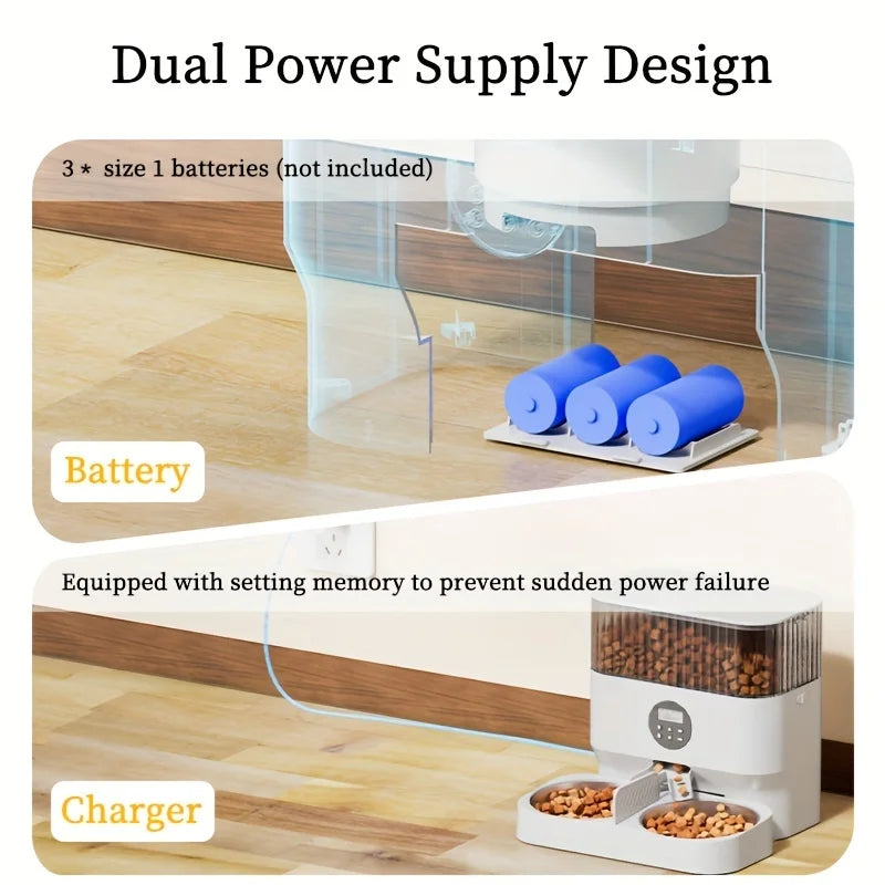 5l Automatic Pet Feeder Cat Double Bowl Smart Feeder