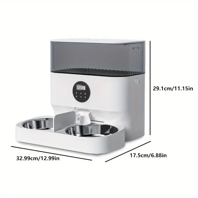 5l Automatic Pet Feeder Cat Double Bowl Smart Feeder