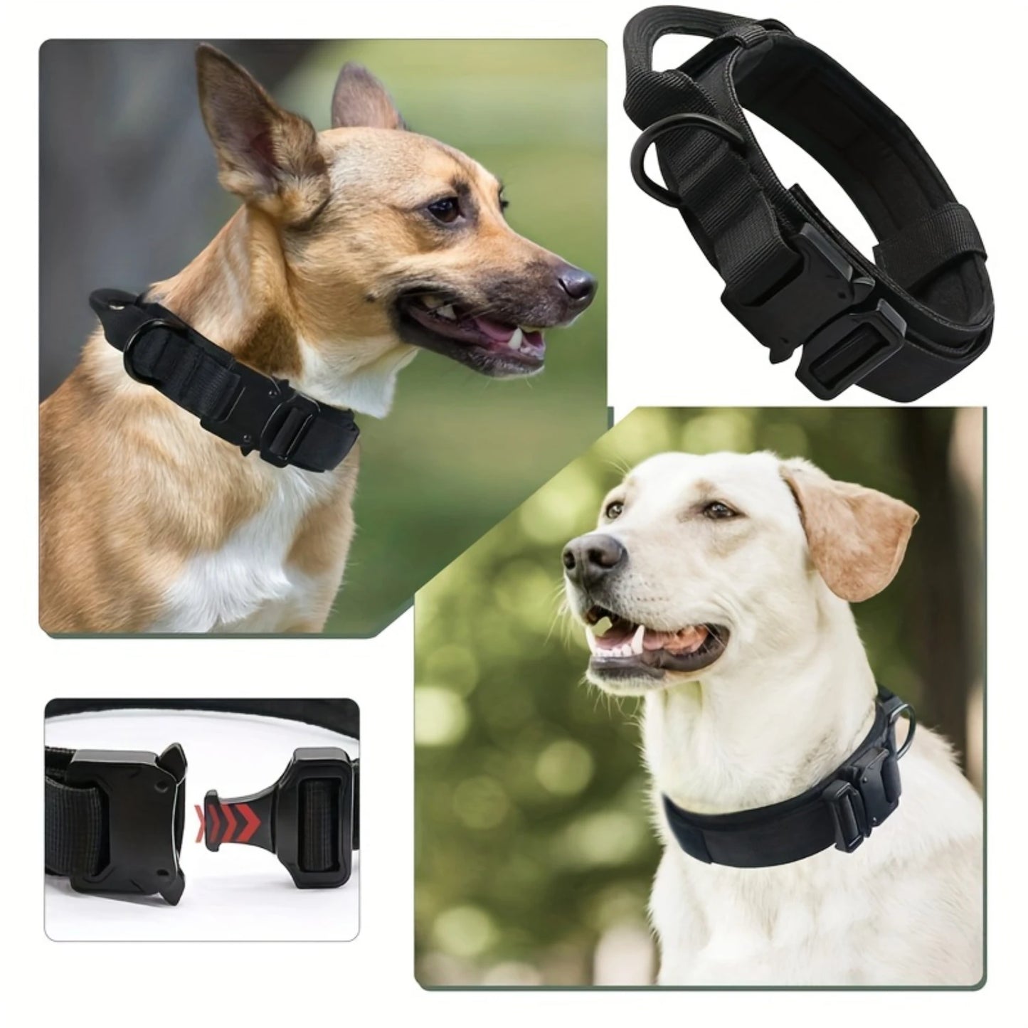 1pc Tactical Dog Collar, Military Adjustable Nylon Dog Collar With Leash, Dog Training Collar With Control Handle And Heavy Duty
