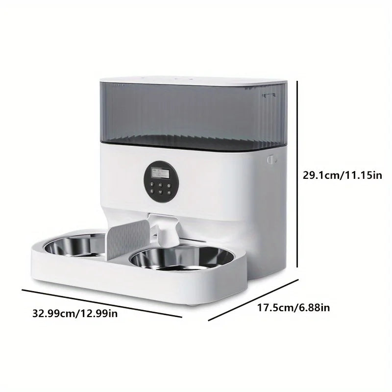 5l Automatic Pet Feeder Cat Double Bowl Smart Feeder